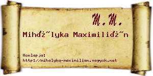Mihályka Maximilián névjegykártya